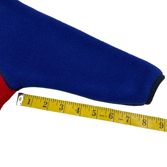 Vintage 90s LL Bean Kids Red & Blue Fleece Snow Suit Bunting One Piece Hooded - Picture 14 of 15